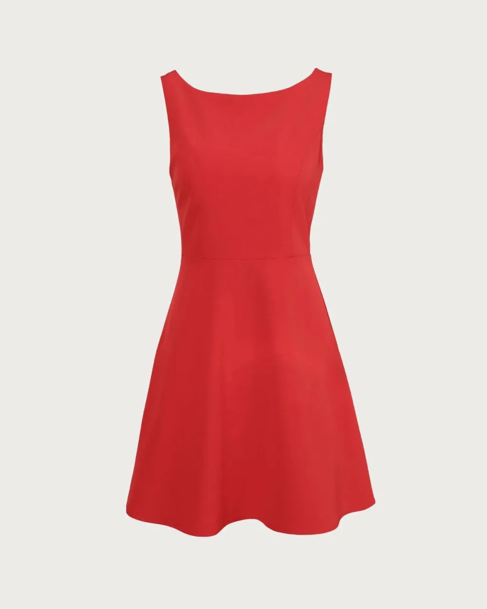 Boat Neck Red Dress