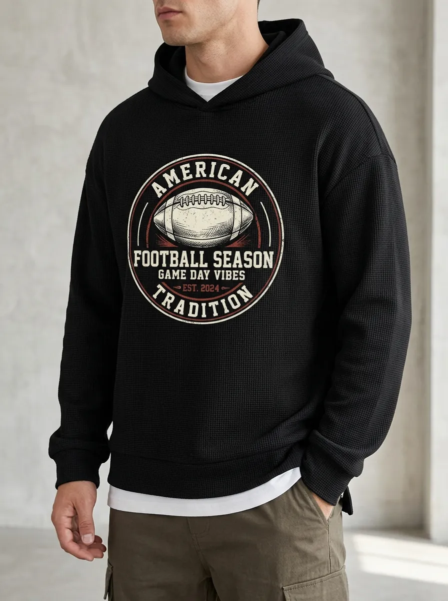 Men's American Football Lover Season Tradition Printed Hoodie