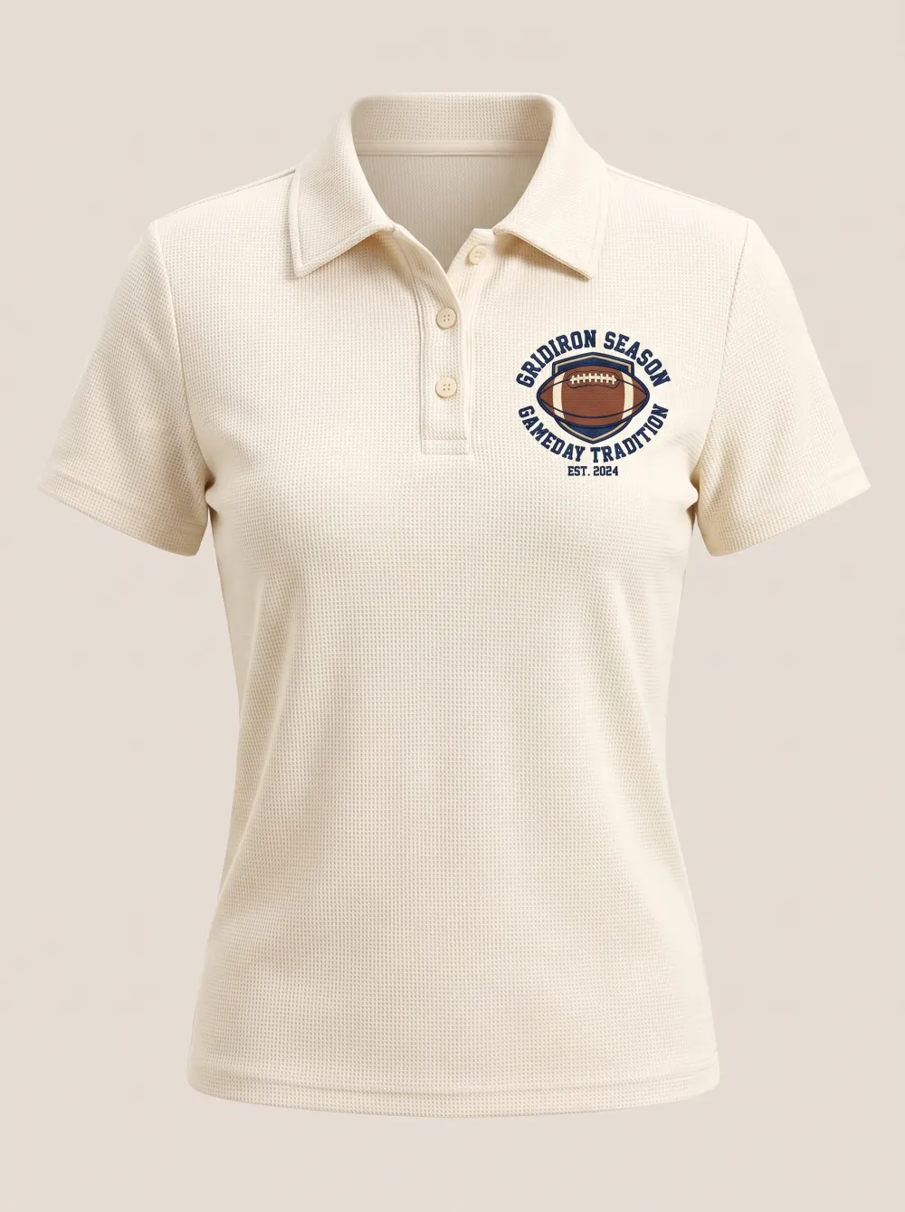 Women's Football Fan Gridiron Season Gameday Printed Polo Shirt
