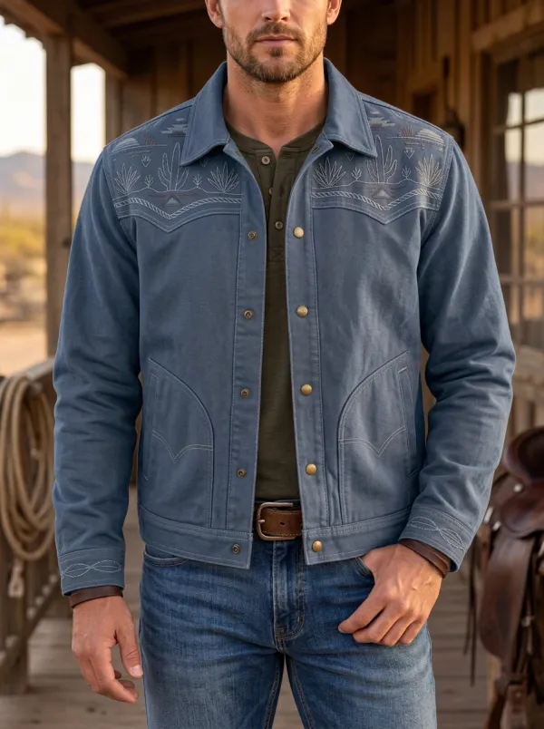 Western Trail Cactus Embroidered Country Classic Men's Western Jacket