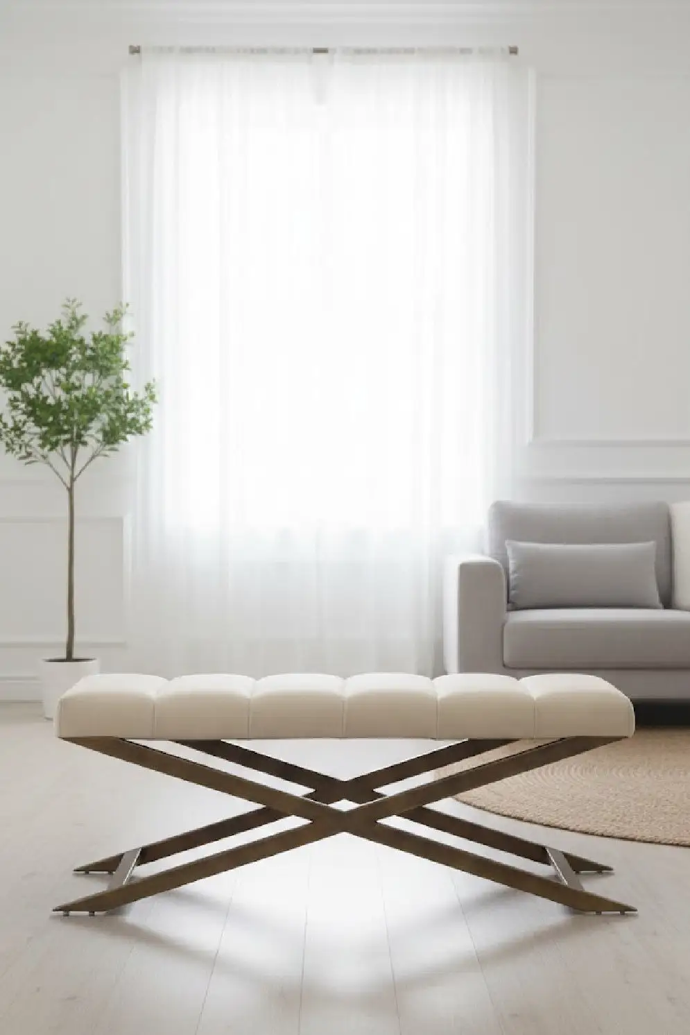 Channel-Tufted Tufted Accent Bench