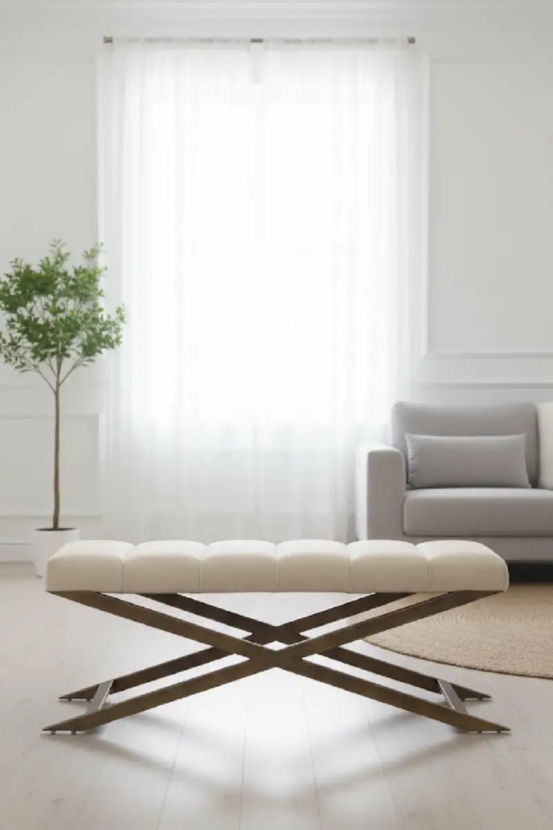 Channel-Tufted Tufted Accent Bench