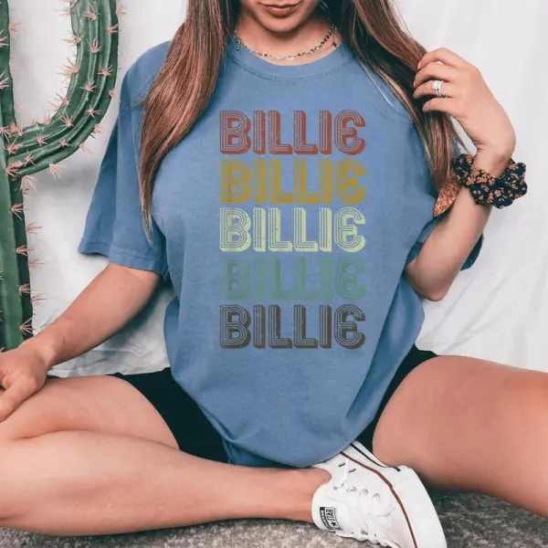 Retro Billie First Name Personalized Billie Groovy Vintage Women's Oversized Comfort T-Shirt