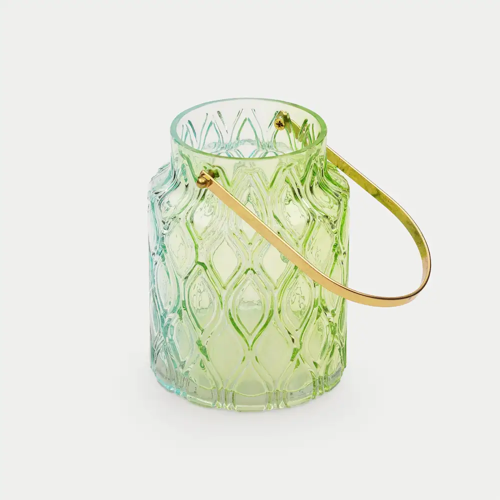 Green Blue Ombre Textured Glass Lantern