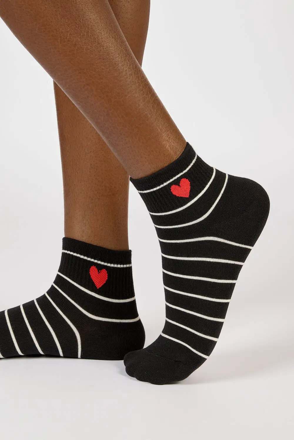 Classic Striped Heart Ankle Socks