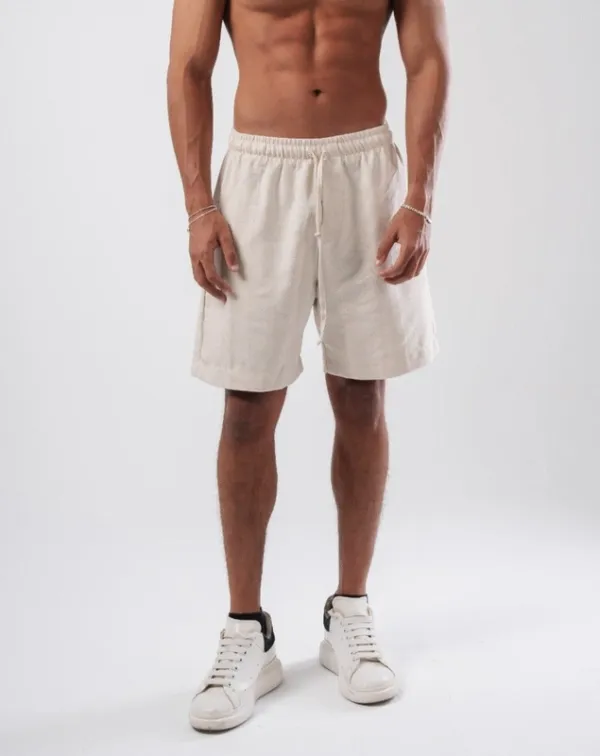 Striped Linen Blend Pull On Shorts