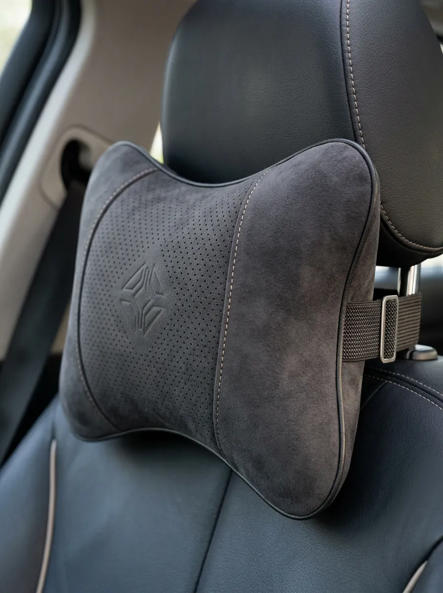 Neck-Support Perforated Suede-Look Embossed Car Neck Support Pillow