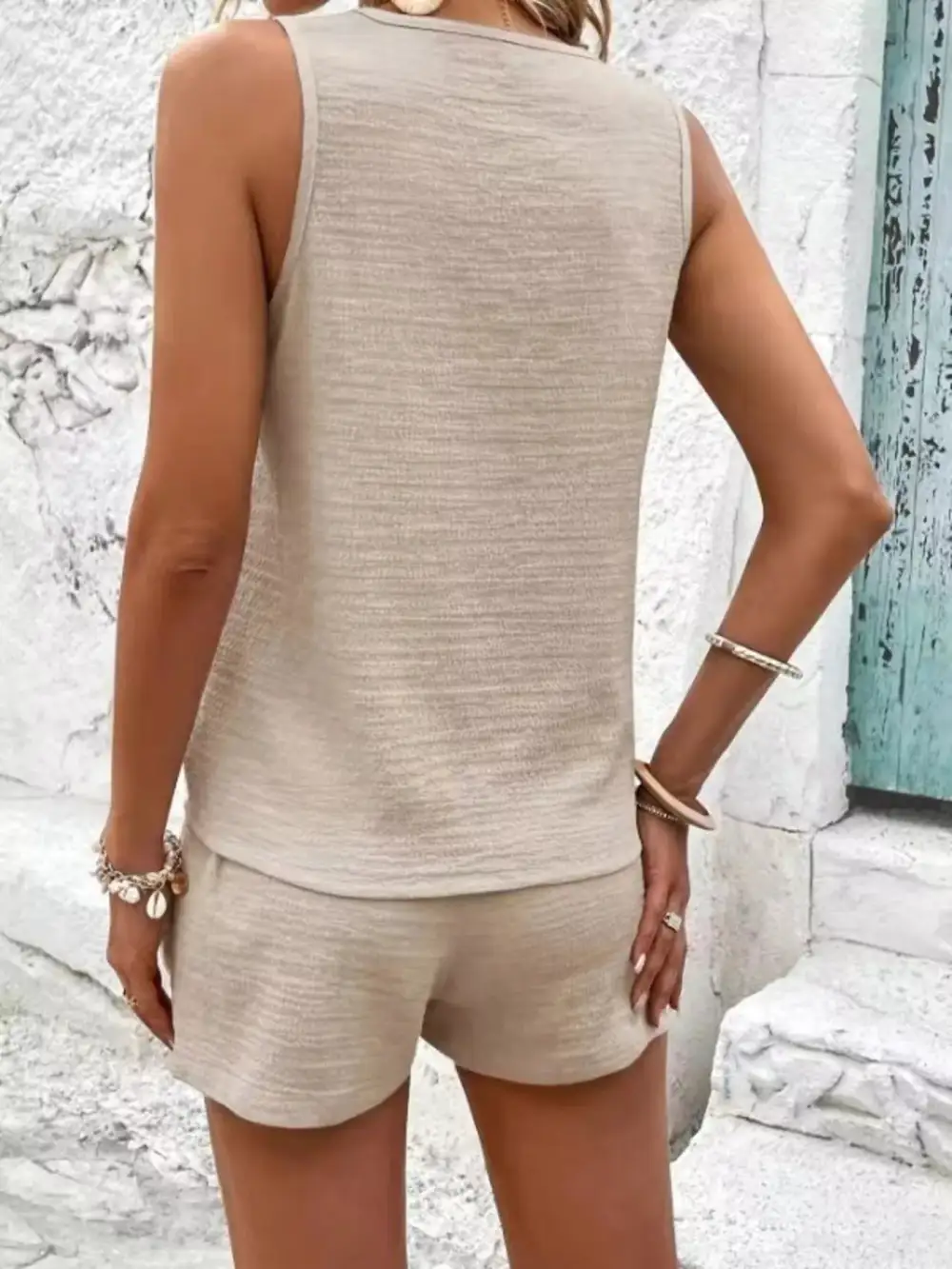 V Neck Tank Top Shorts Set