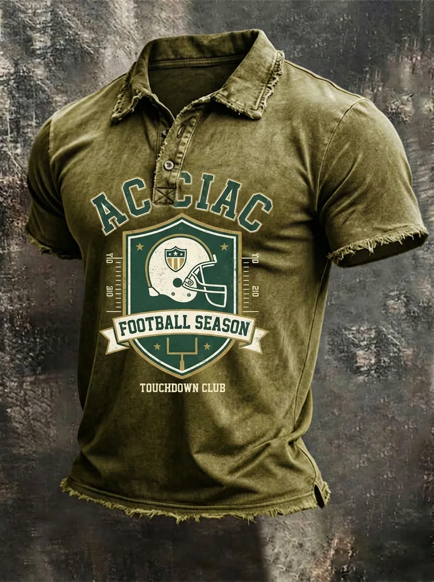 Classic Football Season Helmet Shield Graphic Polo Shirt