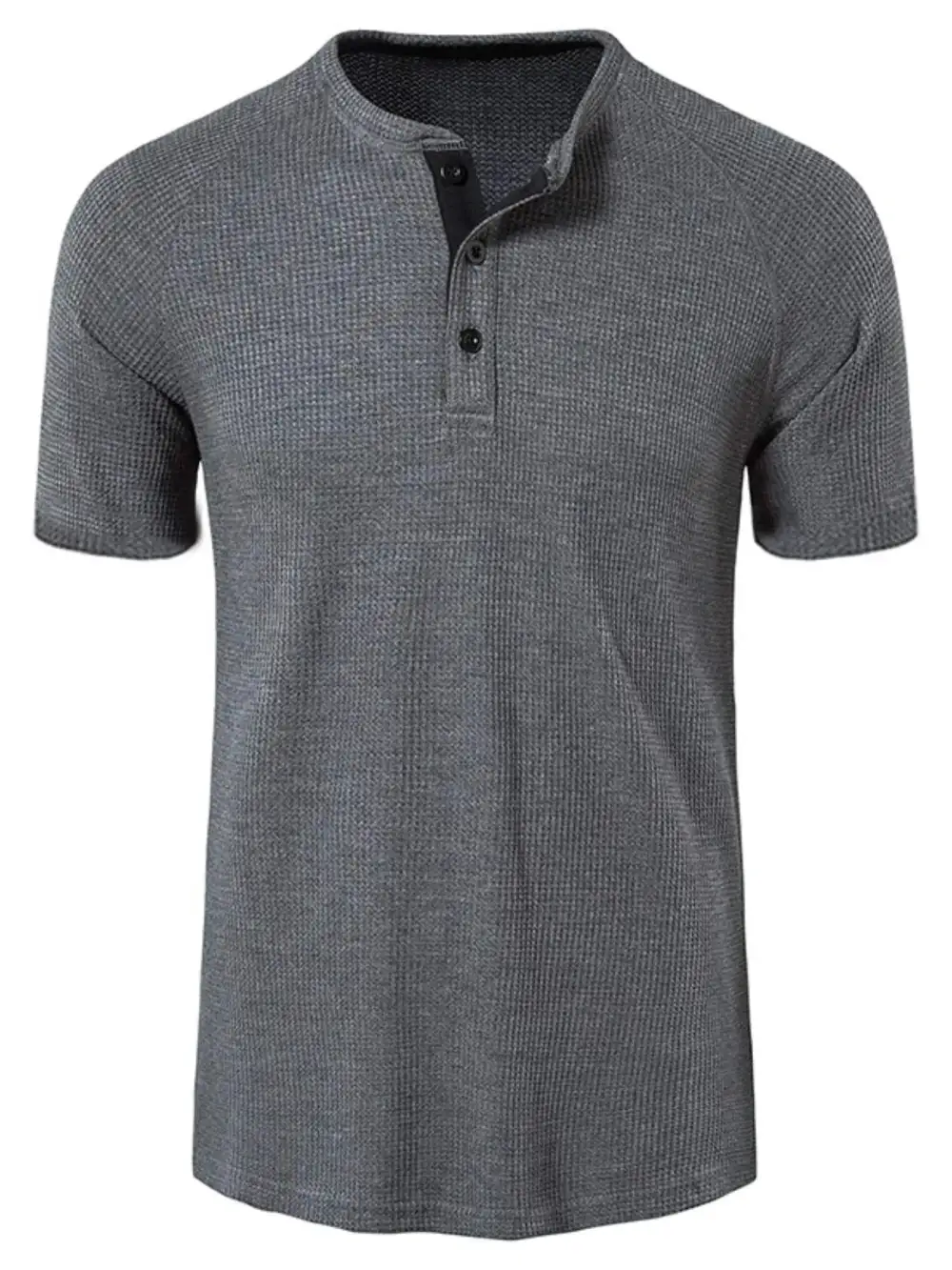 Relaxed Waffle Knit Henley Tee