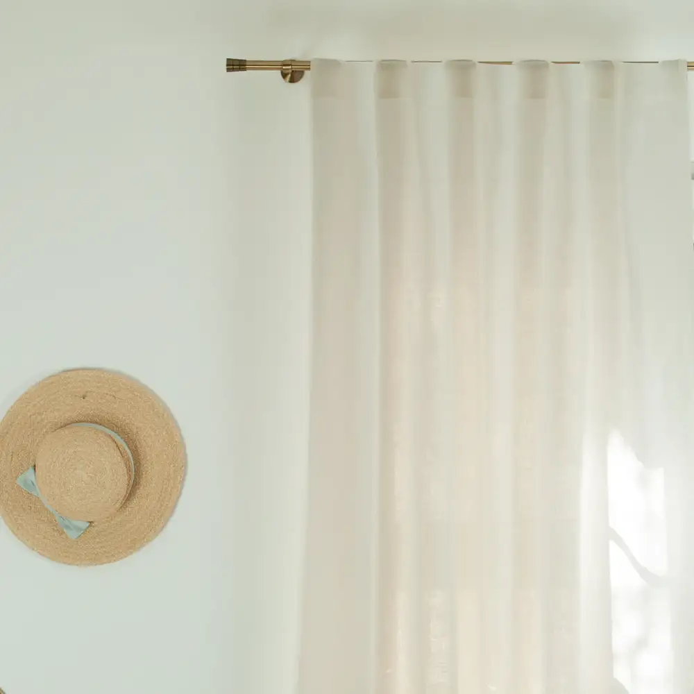 Simple Back Tab Linen Curtain