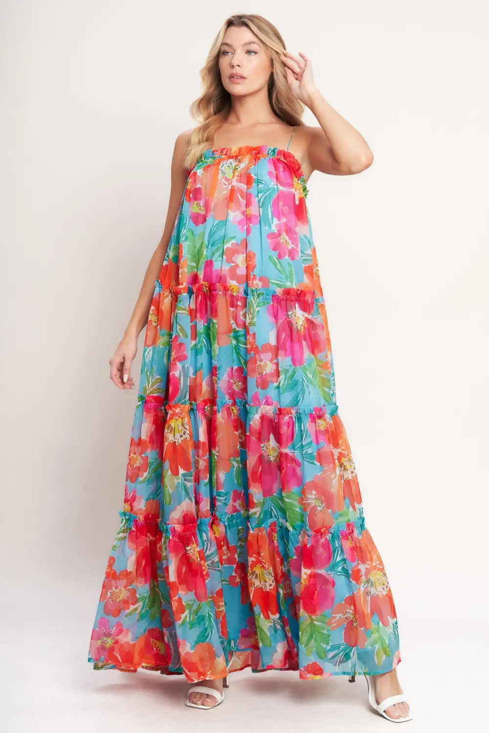 Ruffled Printed Maxi Dress