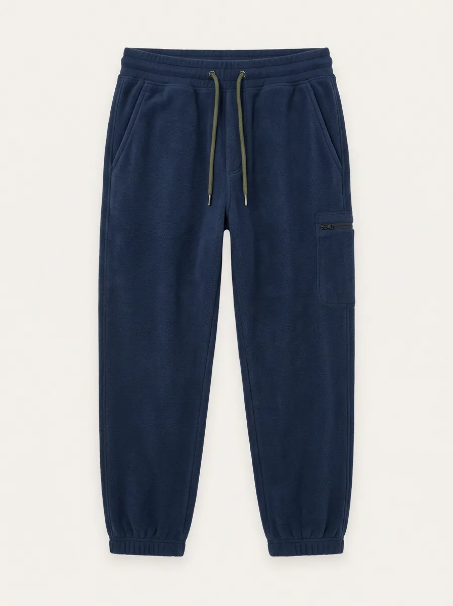 Unisex Casual Outdoor Fleece Cargo Joggers with Zipper Pocket