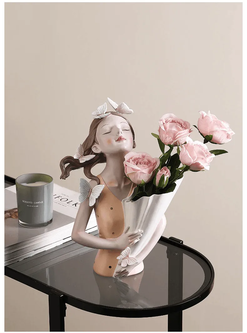 Graceful Girl Vase Sculpture