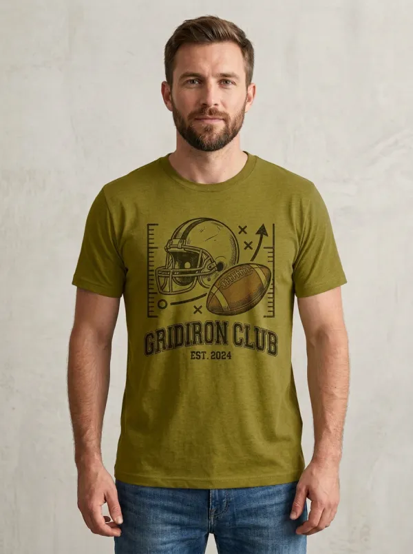 Men's Football Fan Gridiron Club Helmet Ball Graphic T-shirt