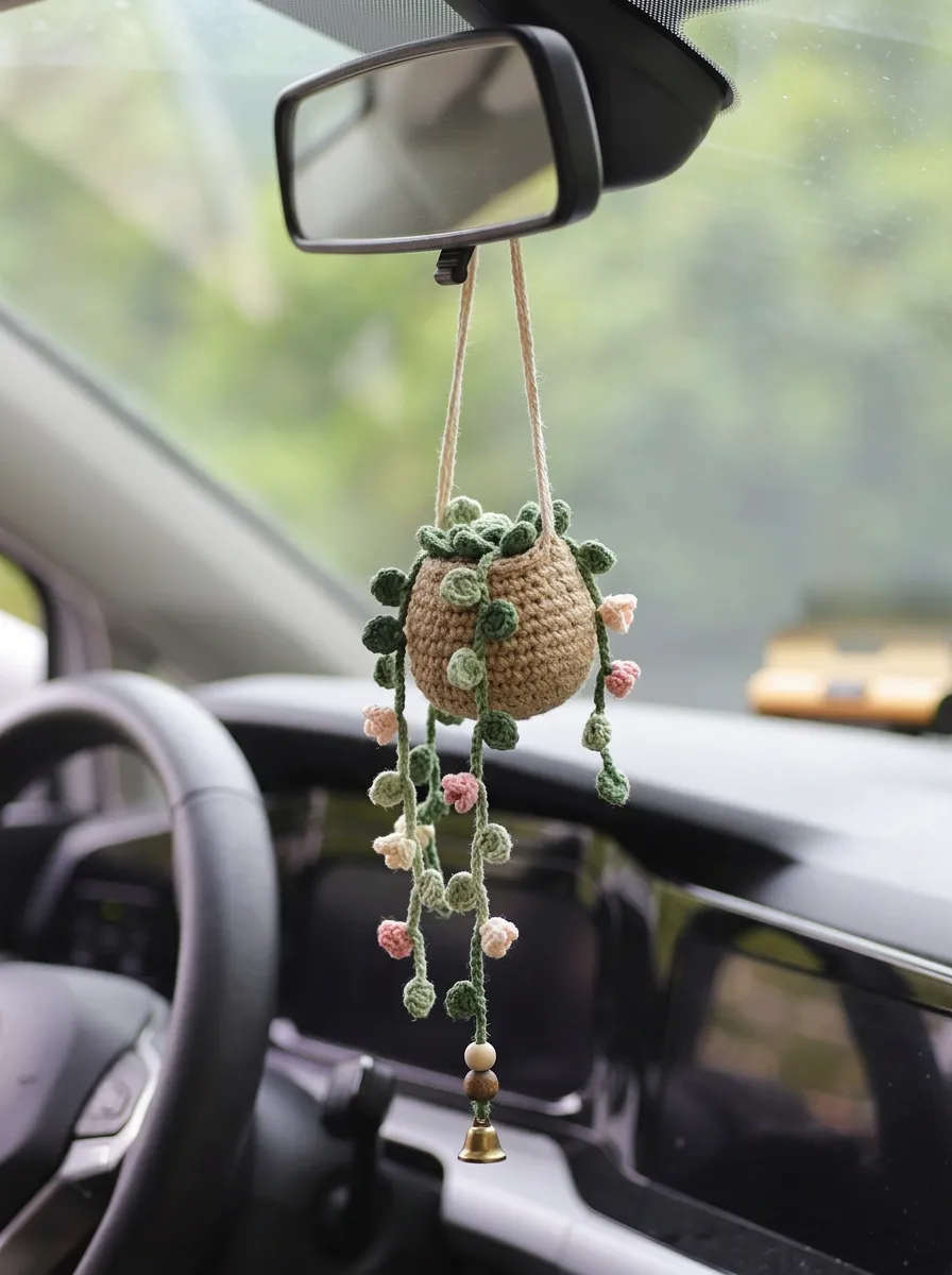 Crochet Rearview Mirror Hanging Ornament