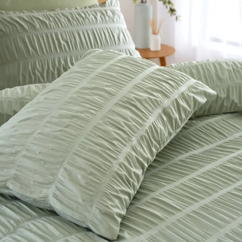 Modern Bedroom Stripe Seersucker Duvet Cover Set