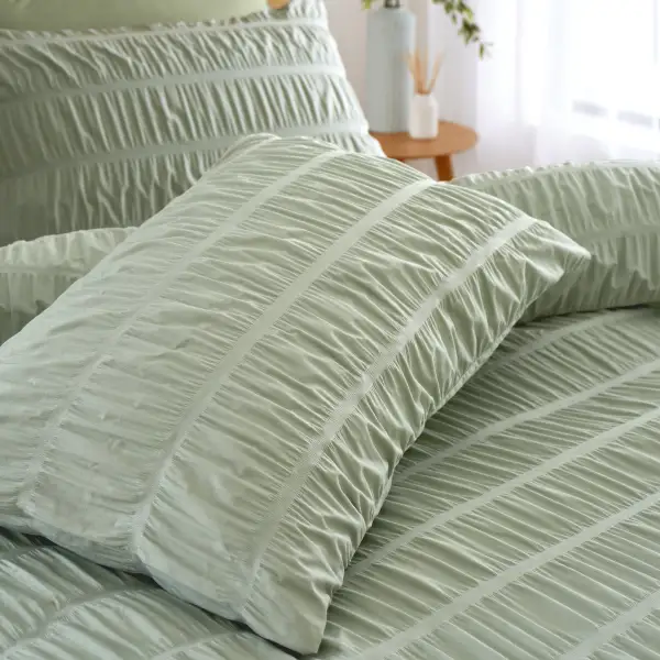 Modern Bedroom Stripe Seersucker Duvet Cover Set