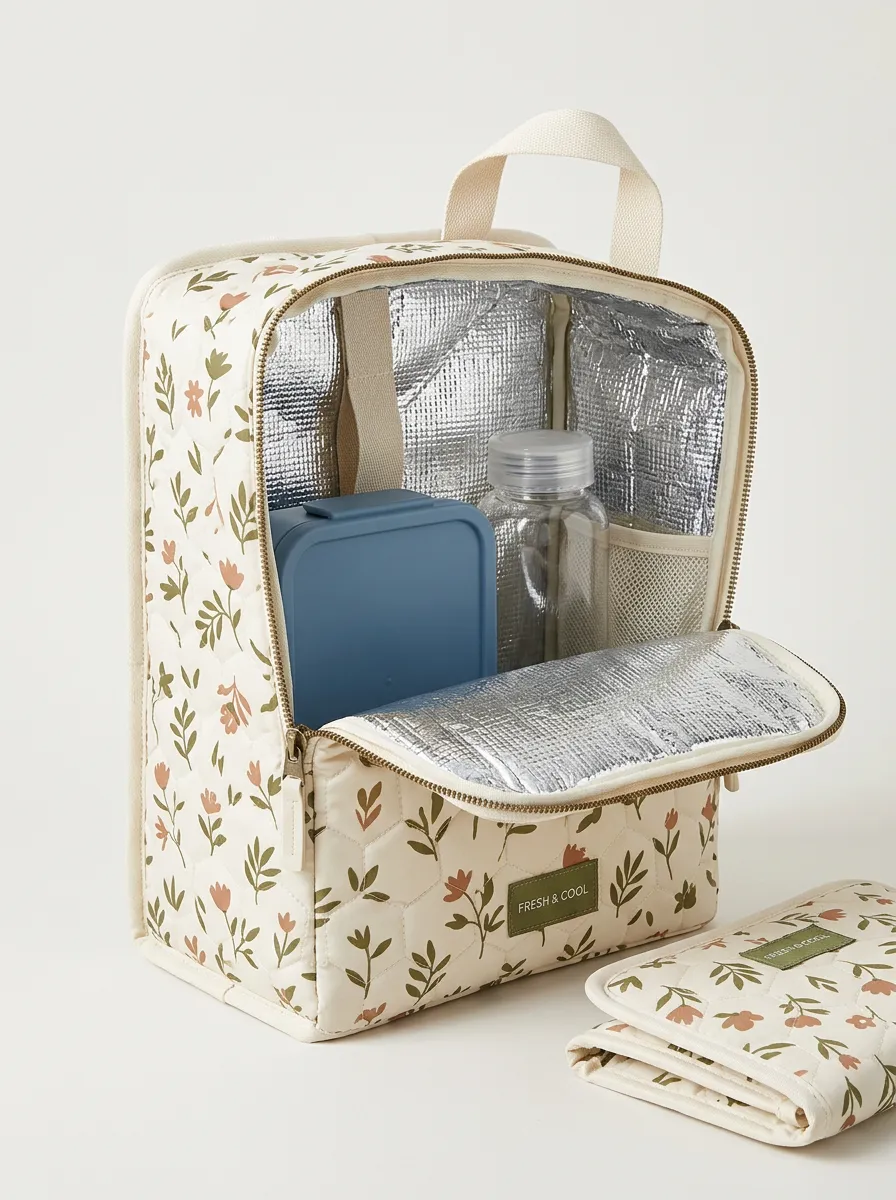 Floral Pattern Insulated Thermal Printed Lunch Bag