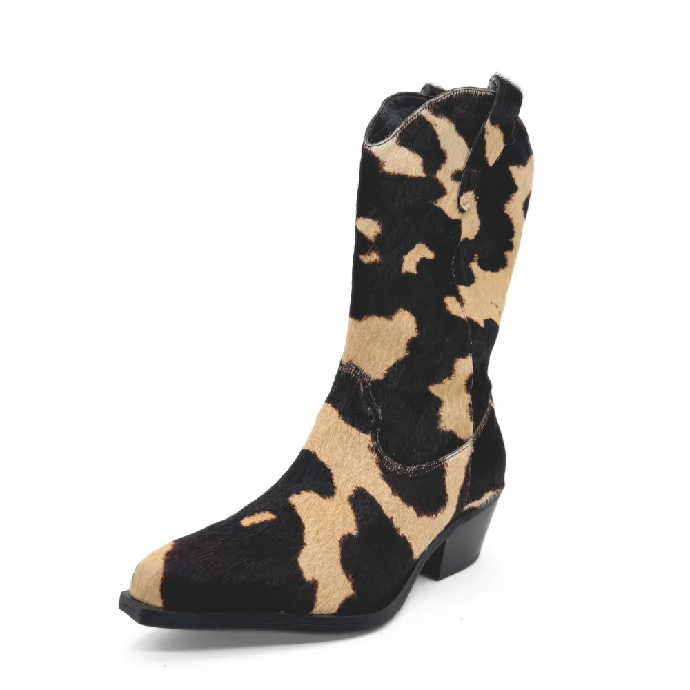 Pony Hair Cowboy Ankle Boots