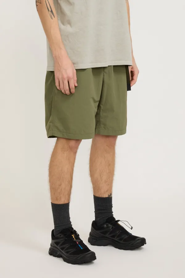 Olive Green Nylon Loose Fit Shorts