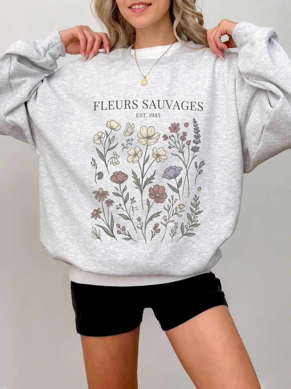 Women's Floral Nature Lover Fleurs Sauvages Printed Sweatshirt