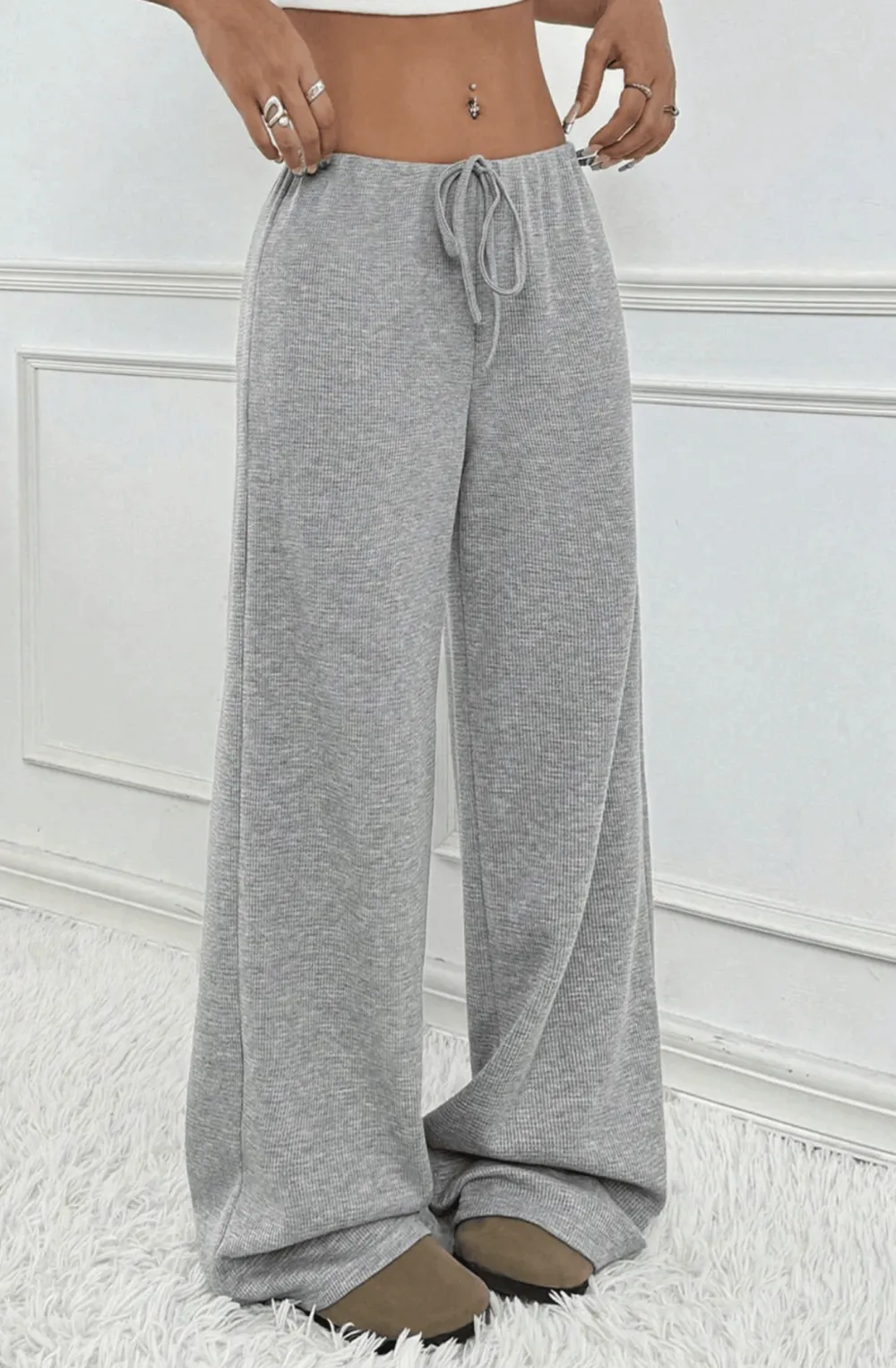 Striped Minimal Wide Leg Pants