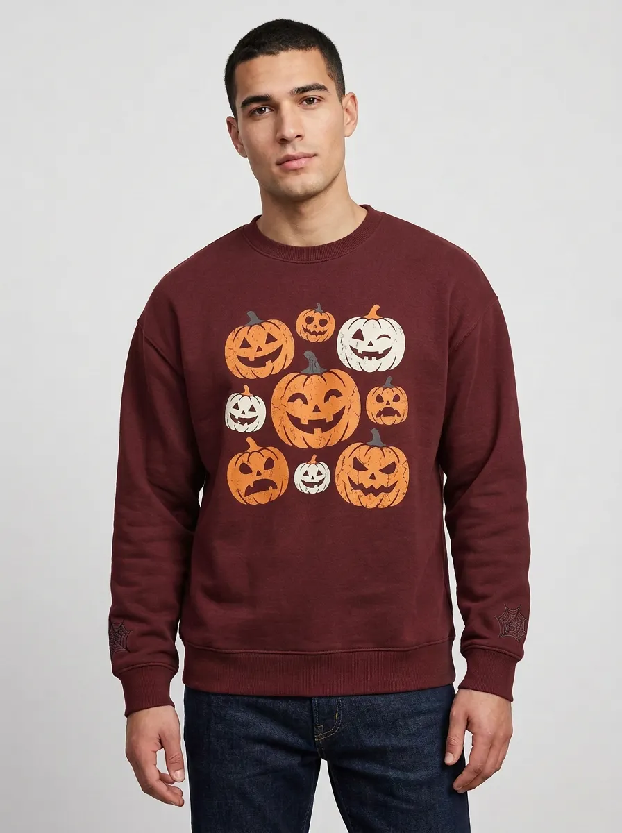 Men's Halloween Pumpkin Faces Sweatshirt