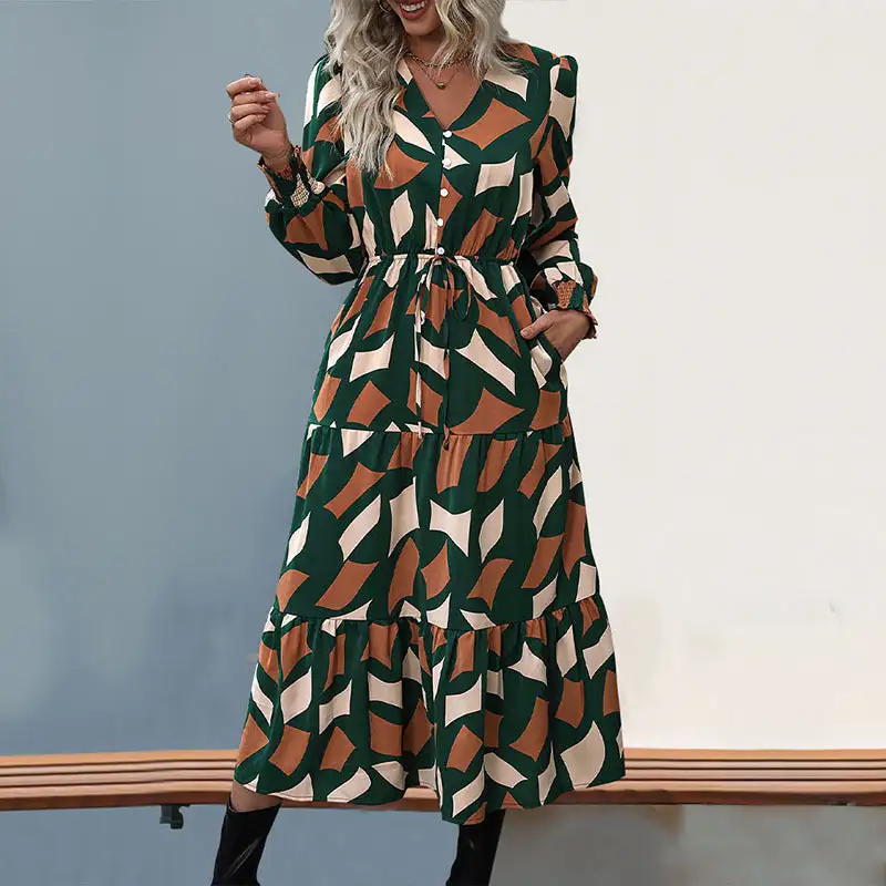 Women's Long-Sleeve Ruffled Summer Maxi Dress