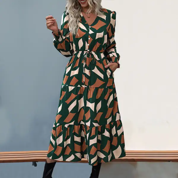 Women's Long-Sleeve Ruffled Summer Maxi Dress