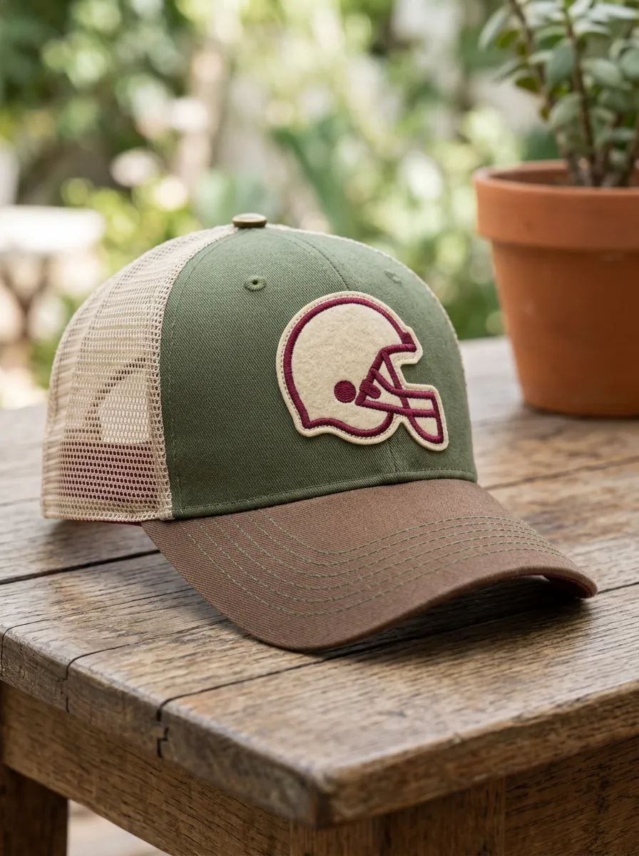 Unisex Football Fan Helmet Embroidered Mesh Trucker Cap