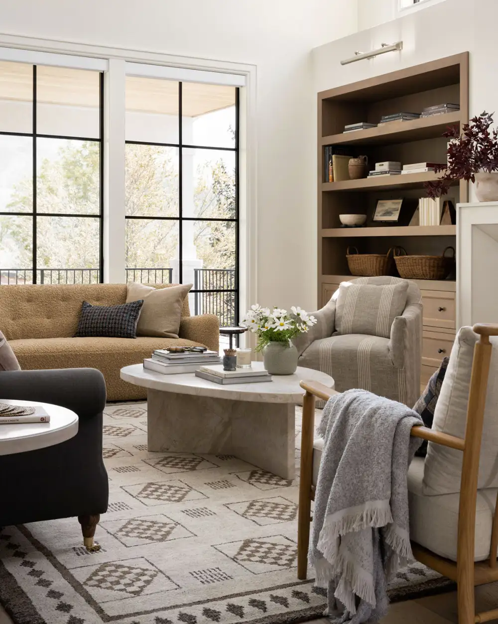 Refined Geometric Hand-Knotted Wool Area Rug