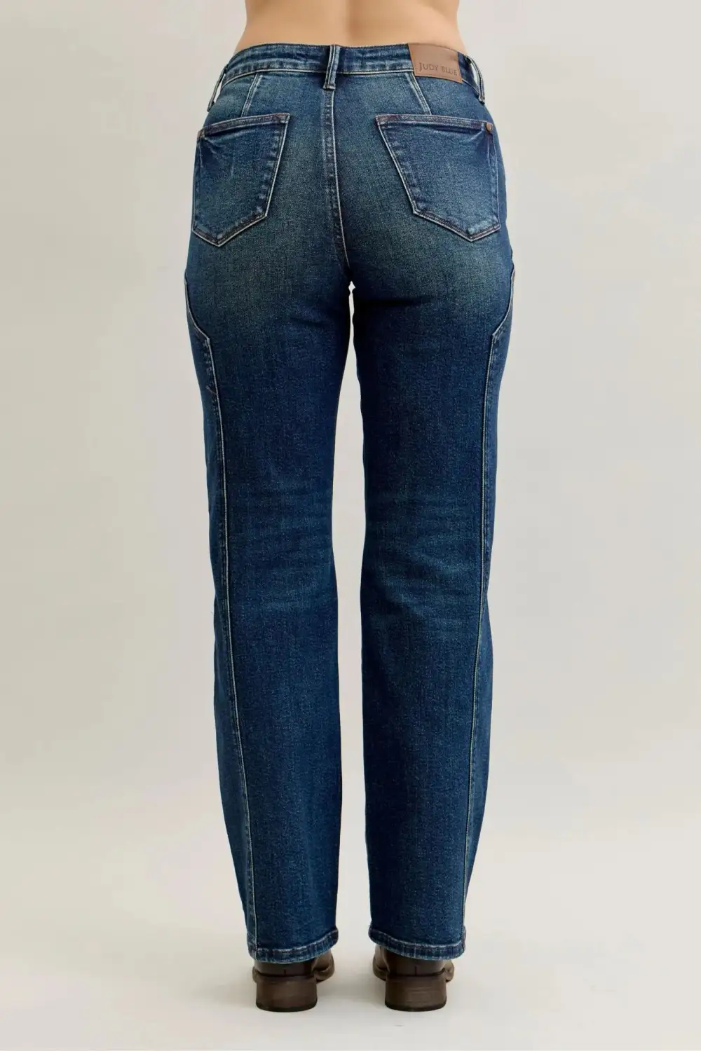 Straight Leg Seam Detail Denim Jeans