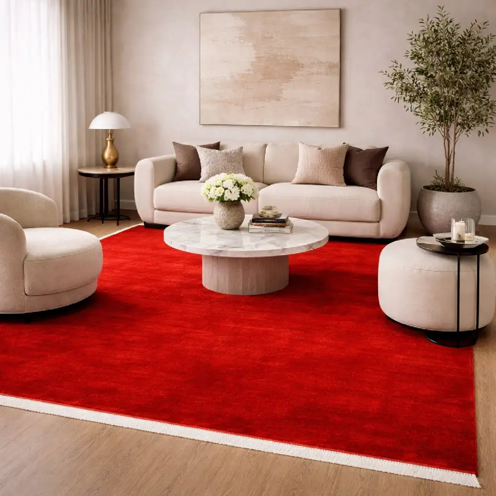 Hand-Loomed Wool Fringe Square Carpet