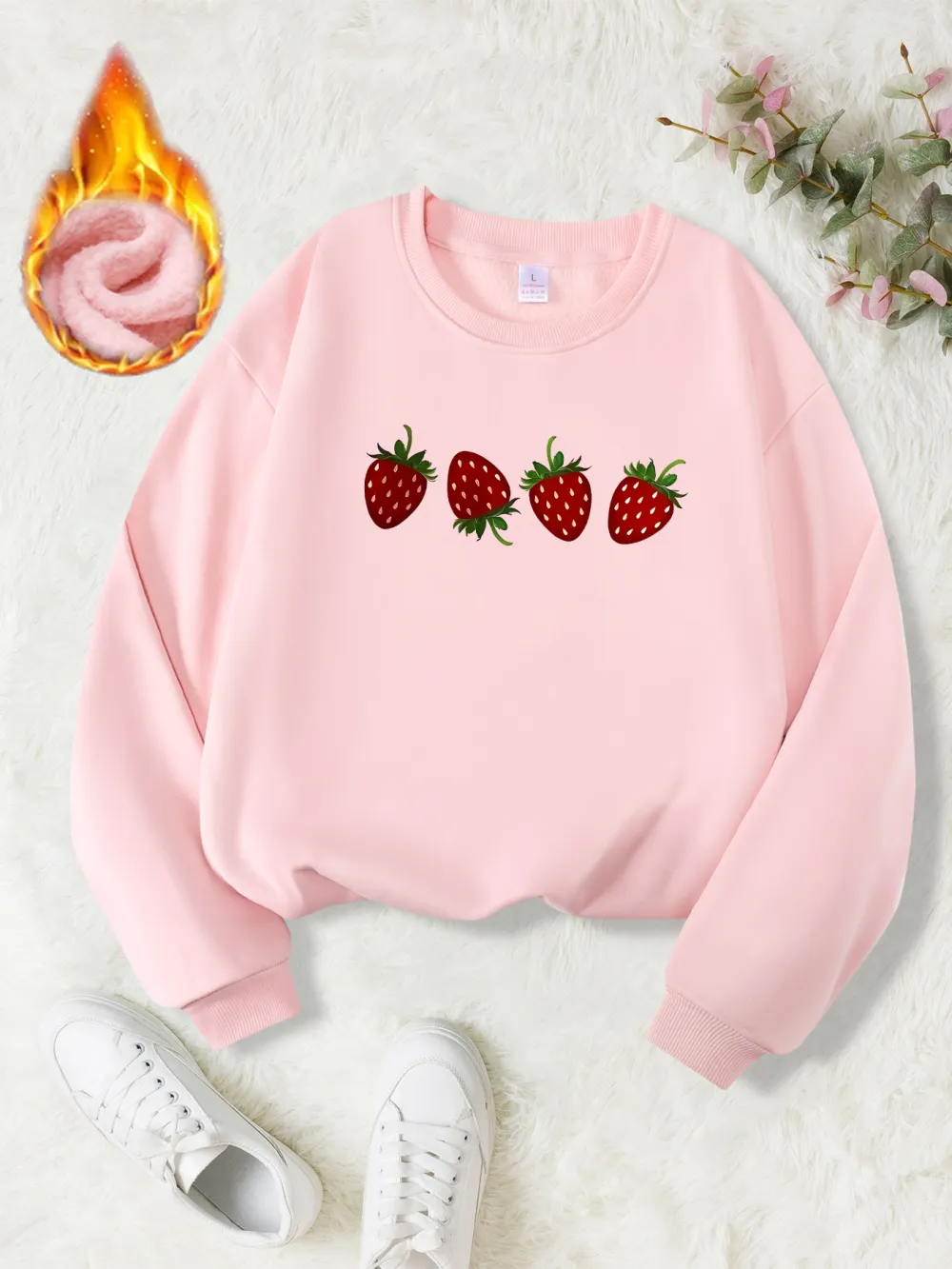 Strawberry Illustration Print Sweatshirt