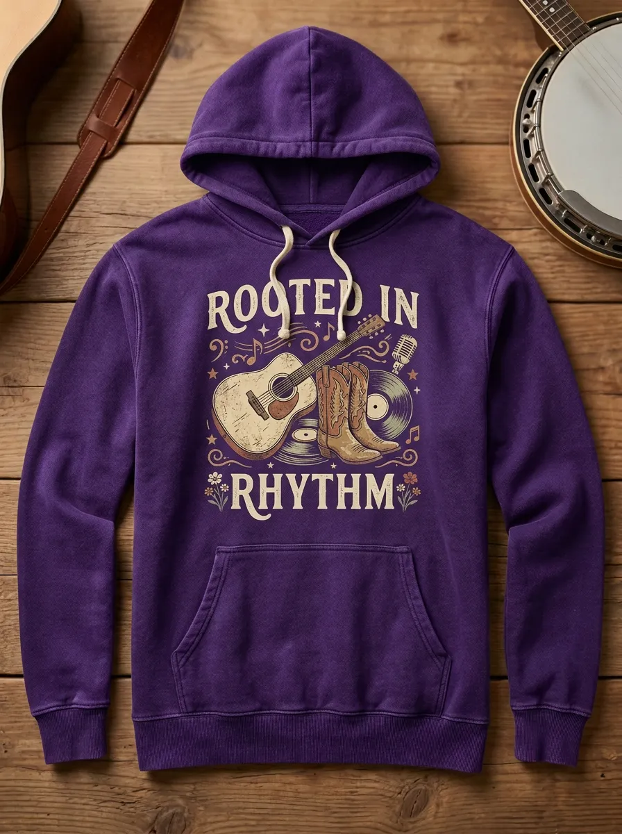 Guitar Cowboy-Boot Unisex Country Music Printed Hoodie