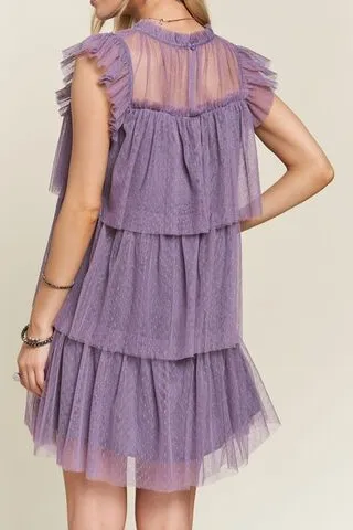 Layered Ruffle Mesh Mini Dress