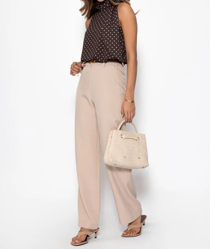 Brown Chiffon Polka Dot Top