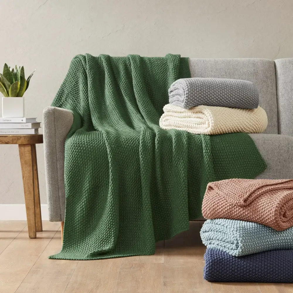 Classic Cable Knit Throw Blanket