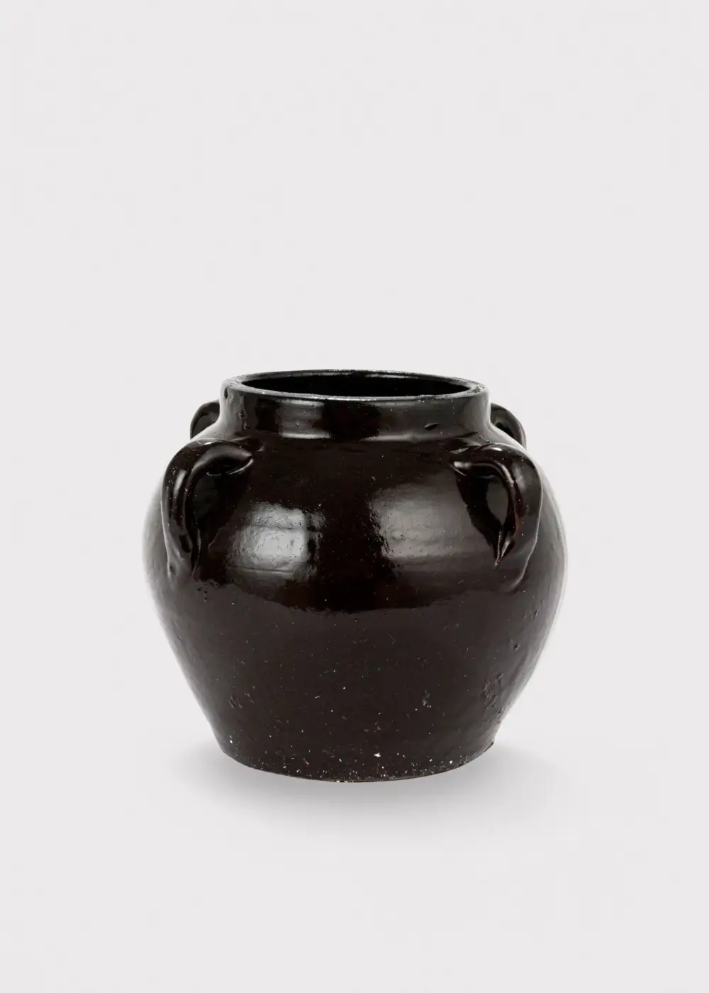 Distressed Clay Round Jar Dark Vase