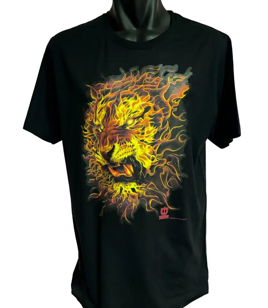 Flame Tiger Graphic Cotton T-Shirt
