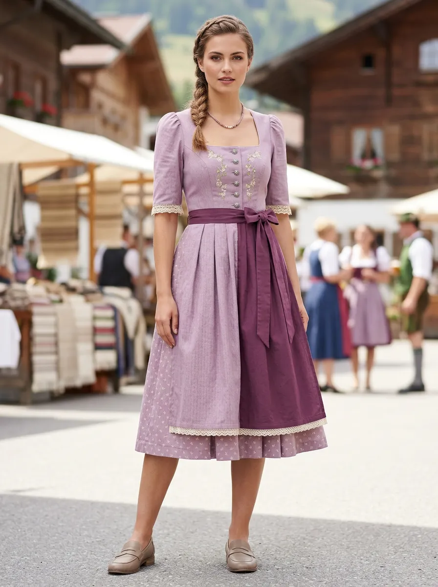 Heritage Floral Embroidered Women's Bavarian Oktoberfest Dirndl Dress