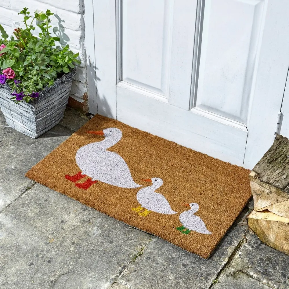 Coir Three Ducks In Boots Coir Door Mat