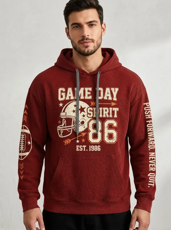 Men's American Football Game Day Spirit 86 Printed Hoodie