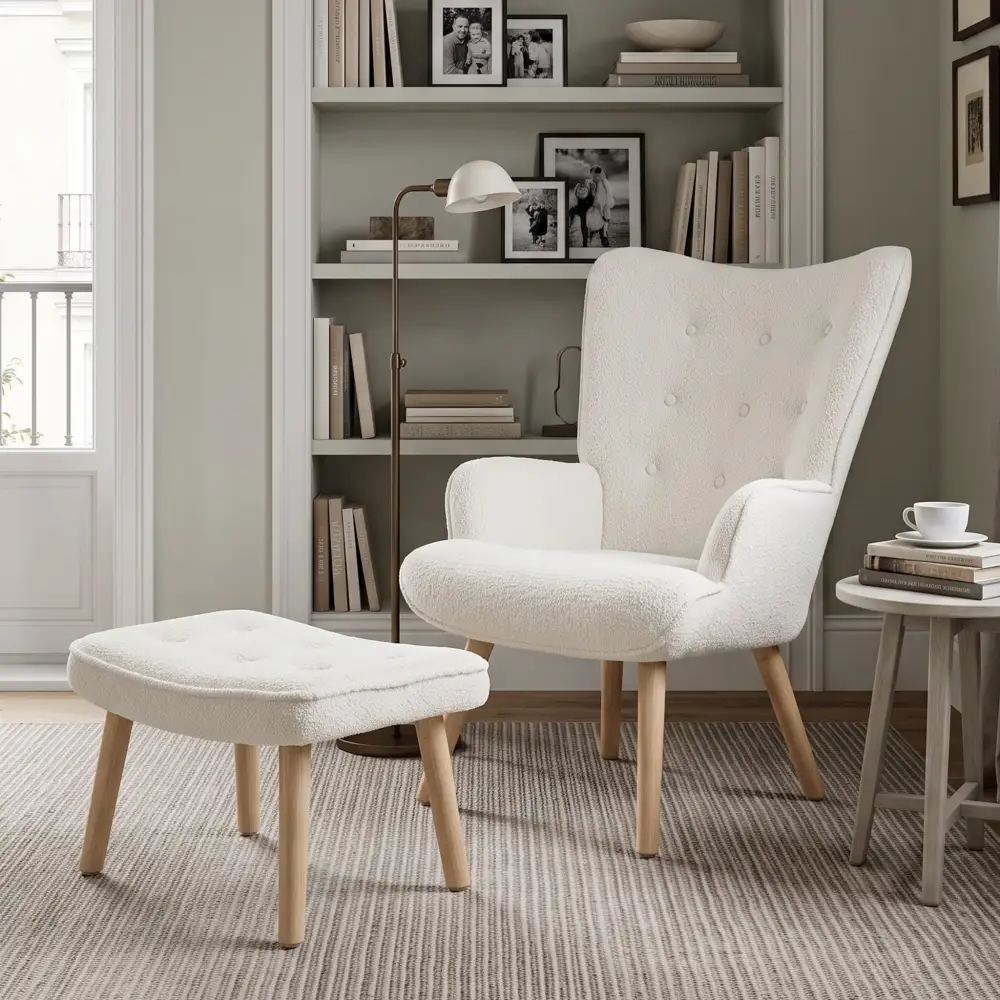 Lounge Ready Bedroom Armchair With Ottoman
