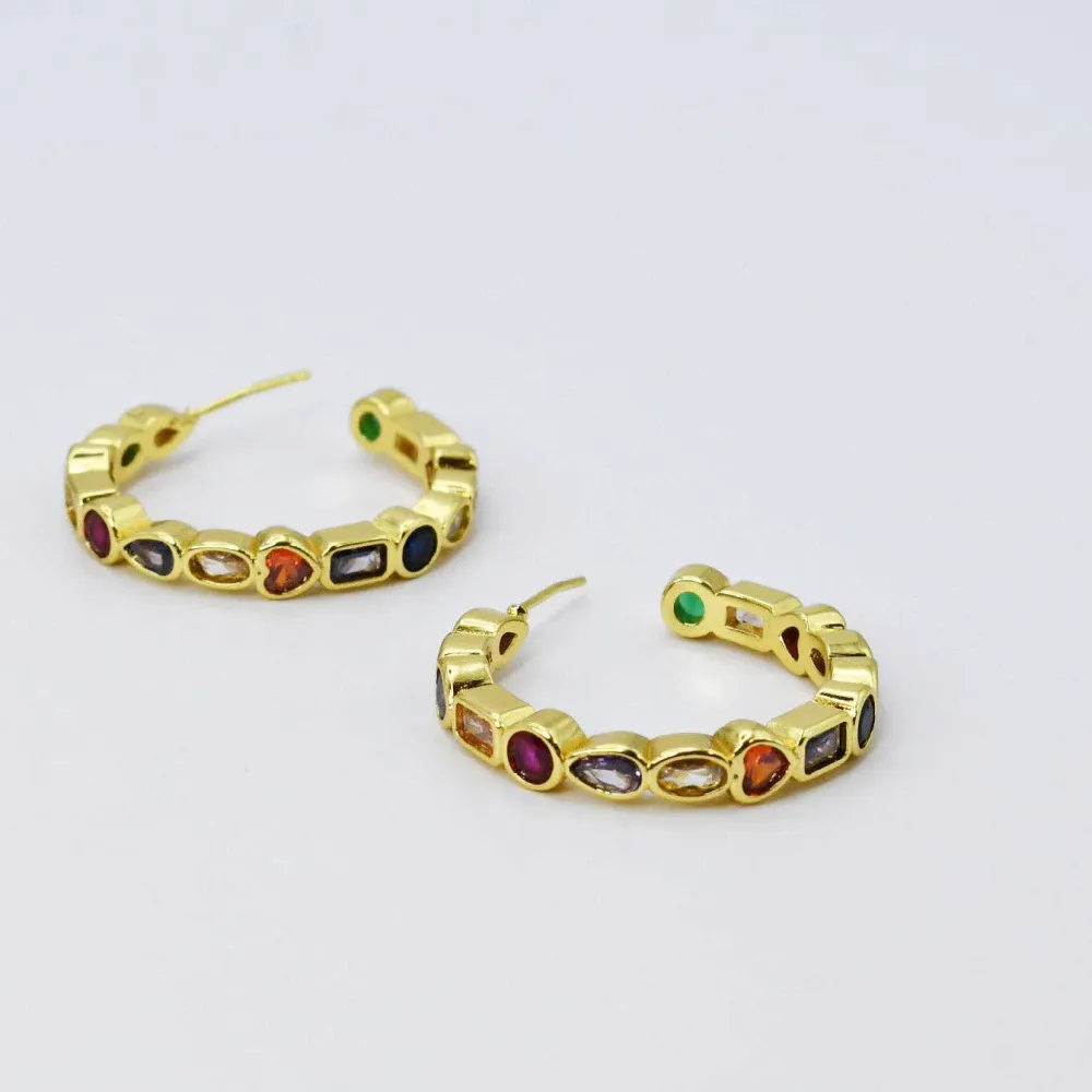 Rain Bow Gem Earrings