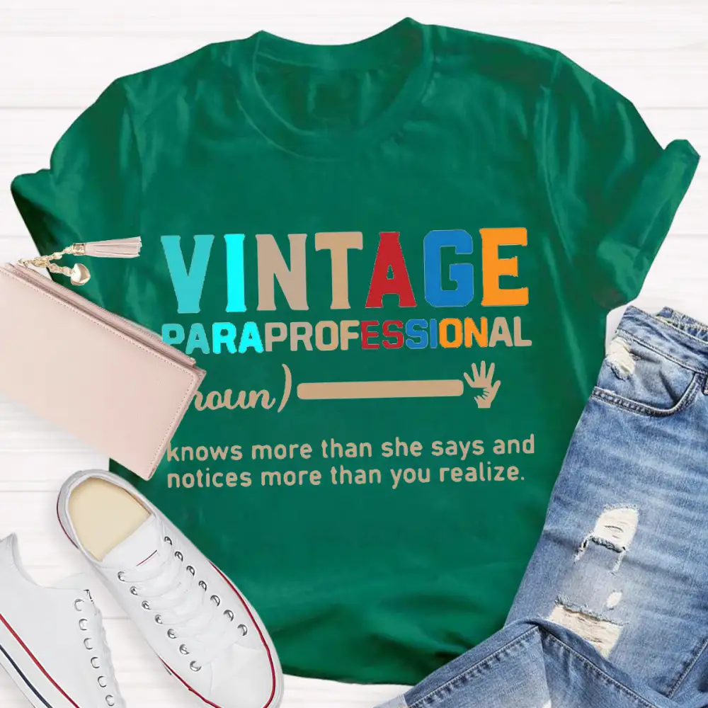 Vintage Paraprofessional Teacher T-Shirt