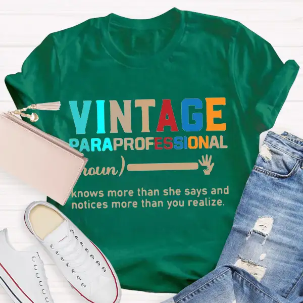 Vintage Paraprofessional Teacher T-Shirt