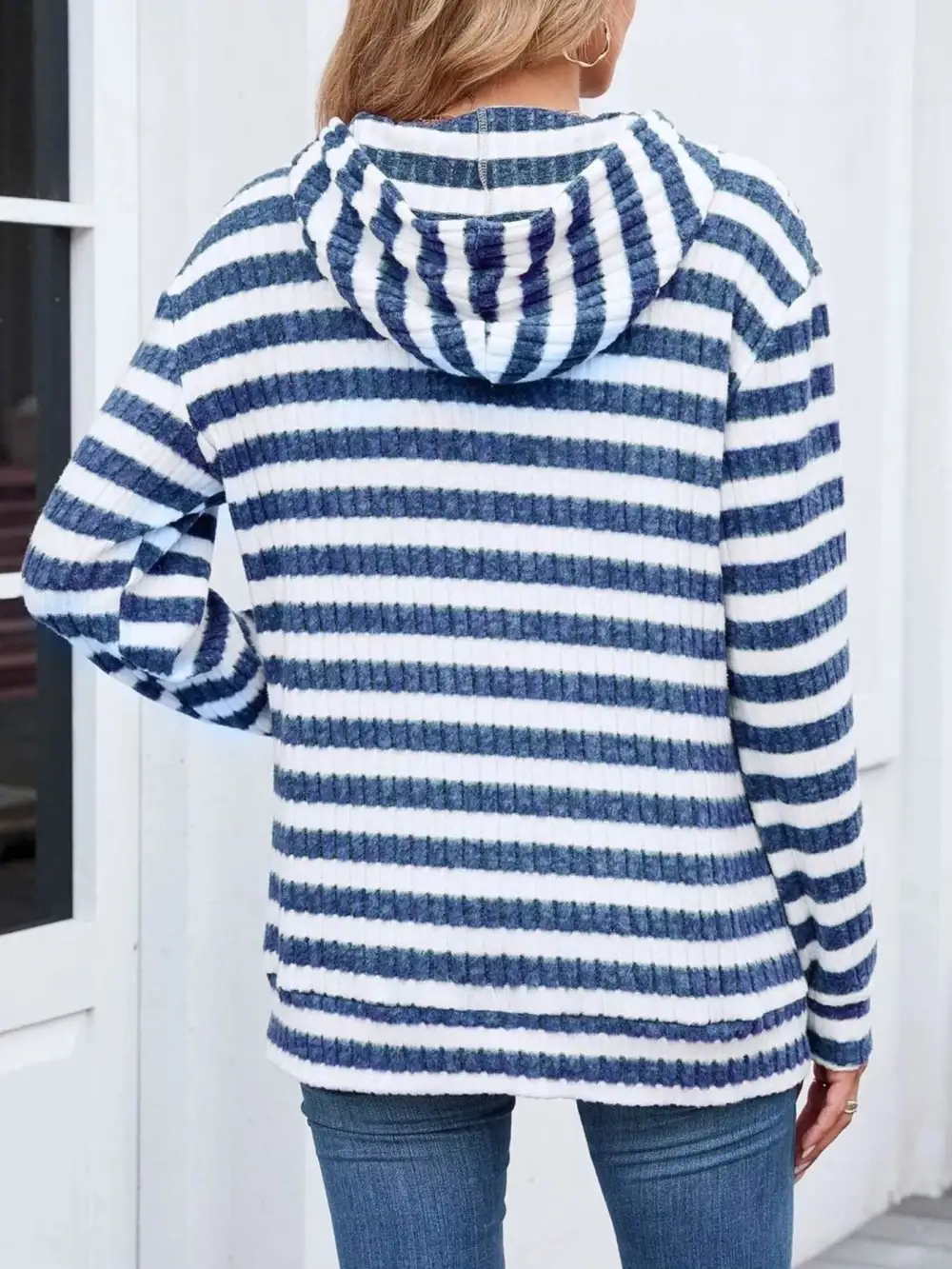 Pocketed Striped Hoodie