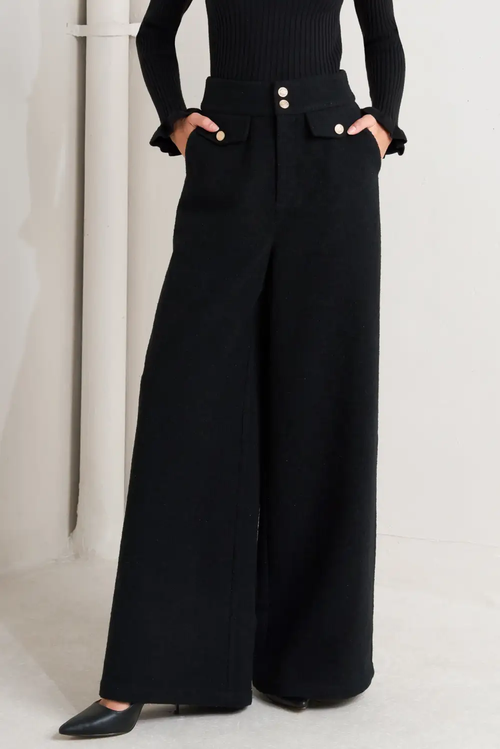 Versatile Silhouette Sequin Wide Leg Pants